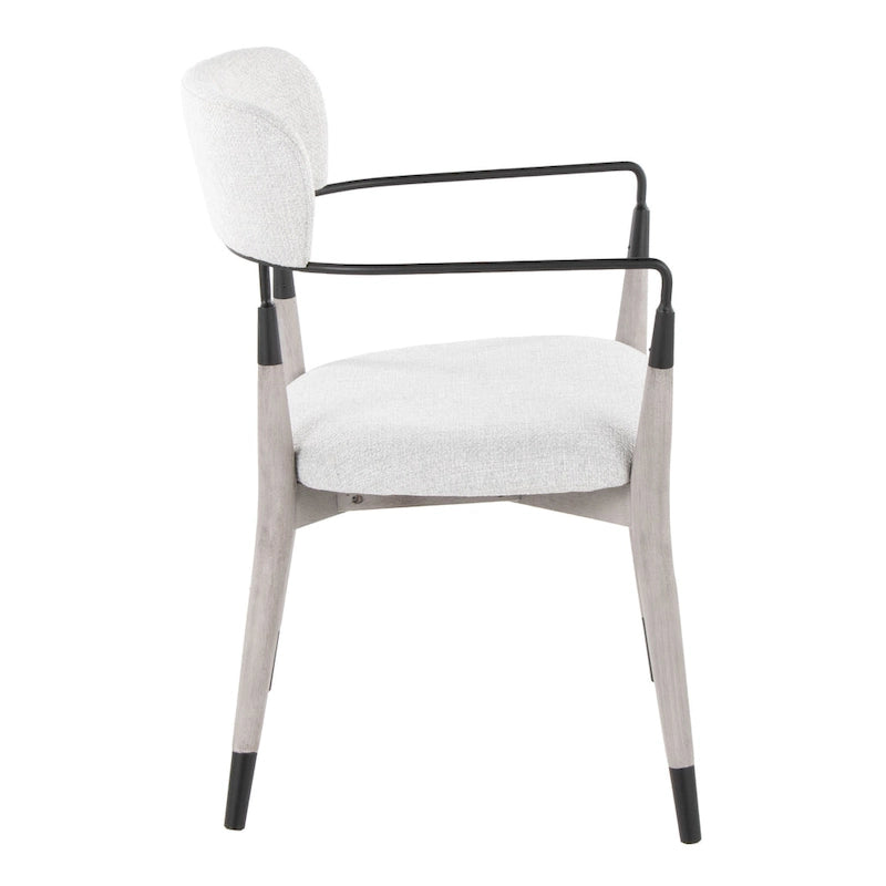 Upholstered Wood Dining Chairs with Metal Accents, Set of Two