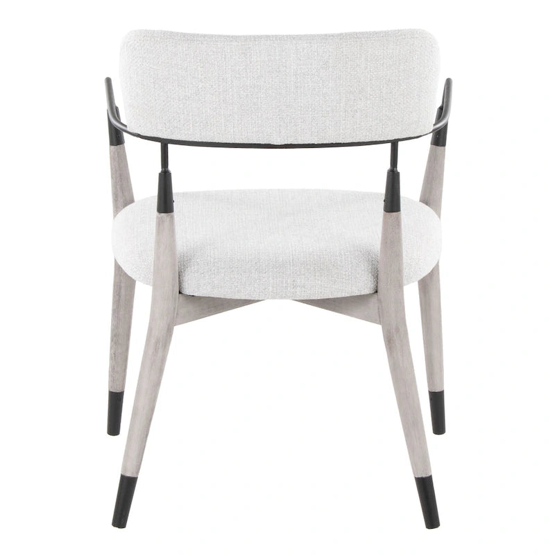 Upholstered Wood Dining Chairs with Metal Accents, Set of Two