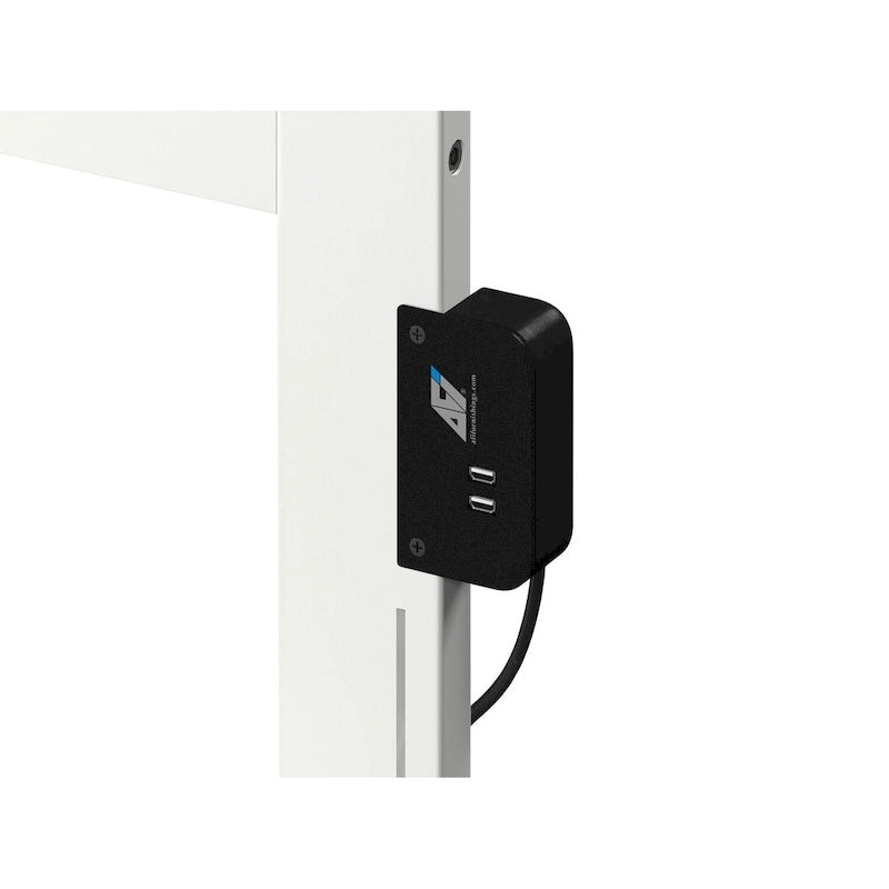 Weißes Queensize-Plattformbett aus Holz mit 2 Stauraumschubladen und USB-Ladefunktion