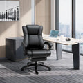 Black High-Back Reclining Office Chair with Retractable Footrest