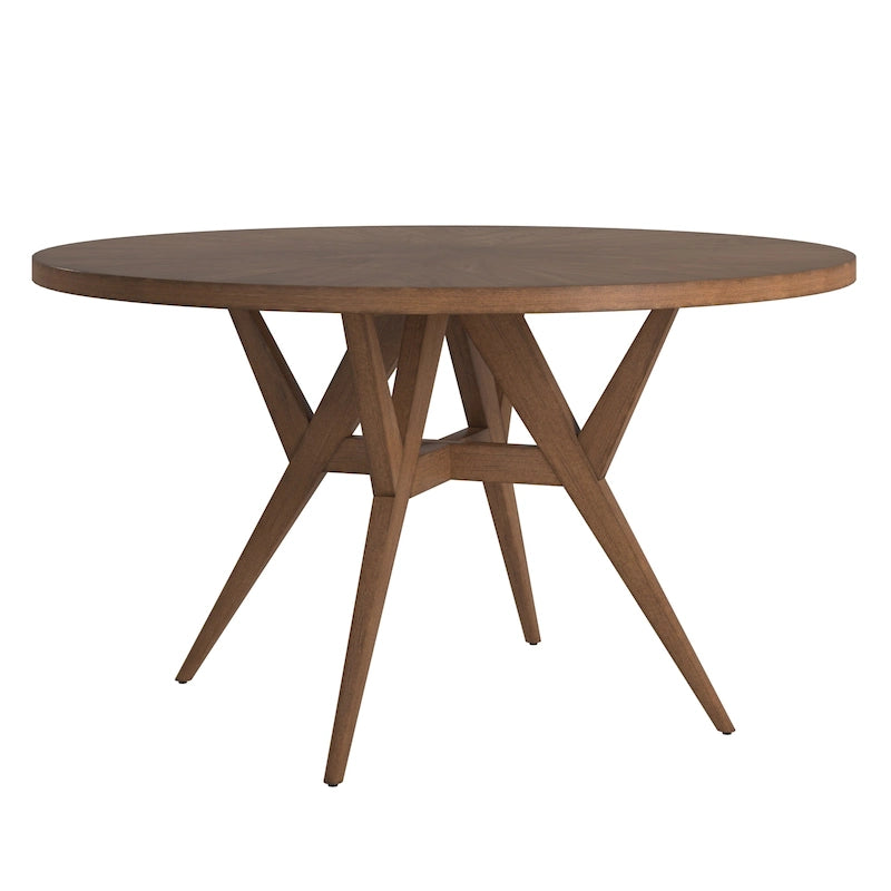 Mesa de comedor redonda de estilo moderno de mediados de siglo de 54 pulgadas con base de acabado de nogal