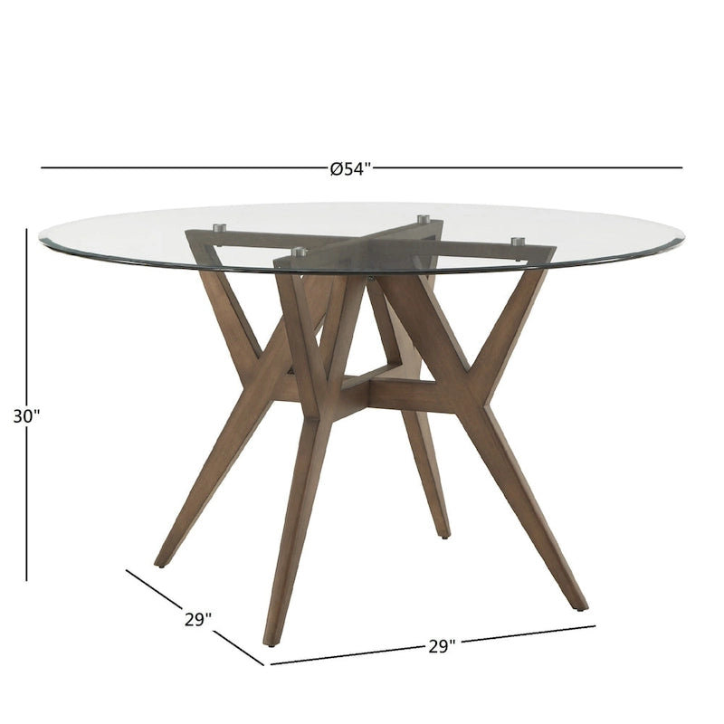 54-Inch Round Mid-Century Dining Table with Walnut-Finish Base