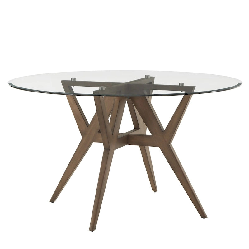 54-Inch Round Mid-Century Dining Table with Walnut-Finish Base