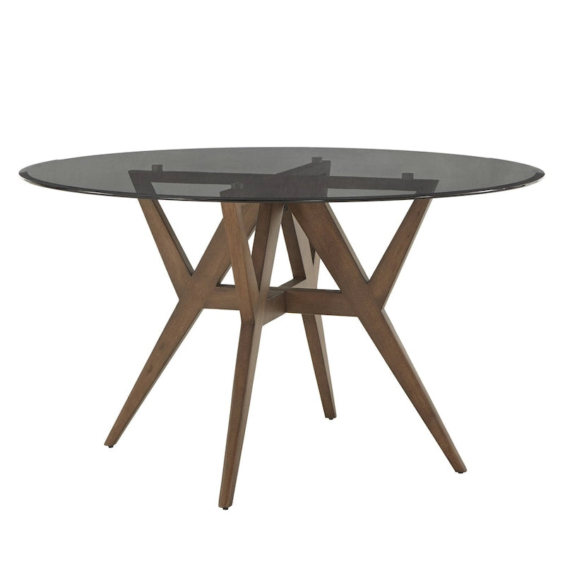 54-Inch Round Mid-Century Dining Table with Walnut-Finish Base