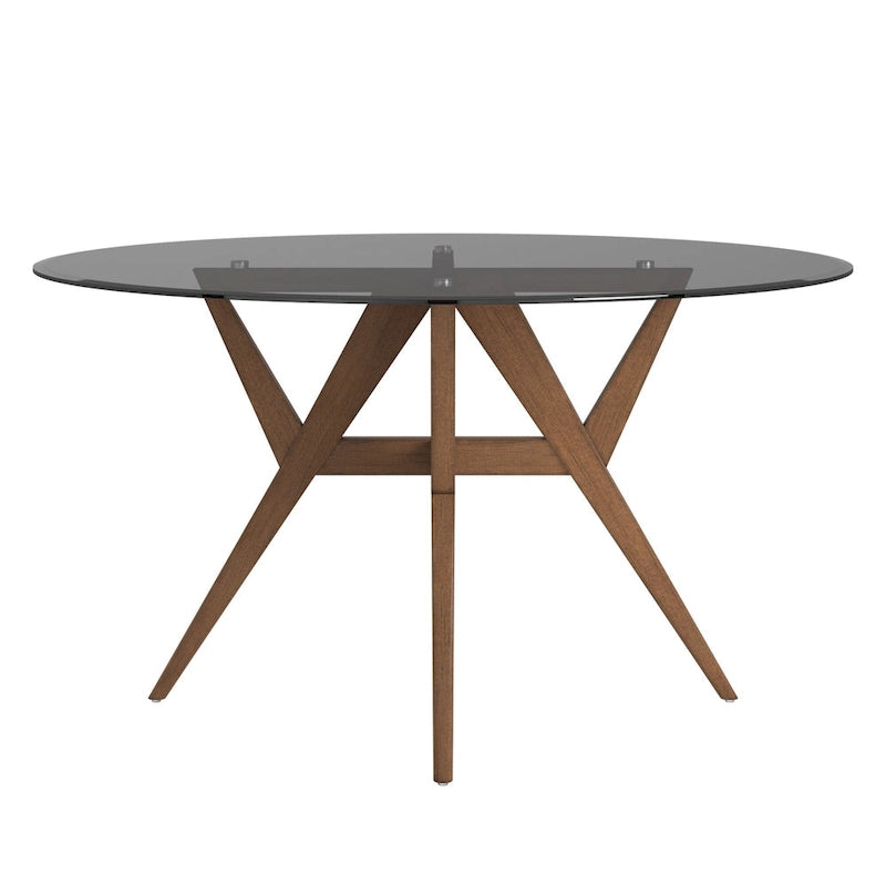 54-Inch Round Mid-Century Dining Table with Walnut-Finish Base