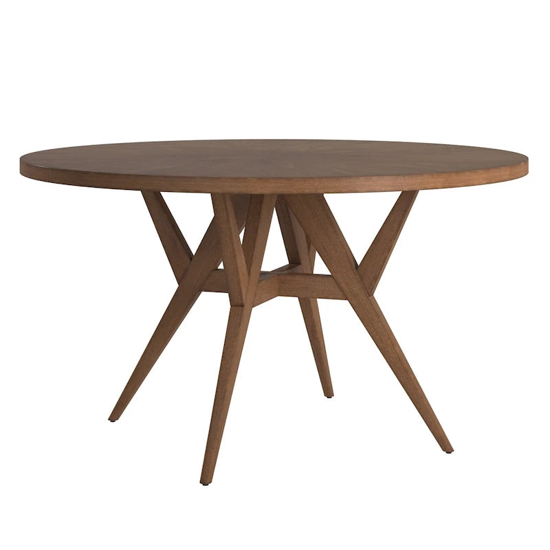 54-Inch Round Mid-Century Dining Table with Walnut-Finish Base