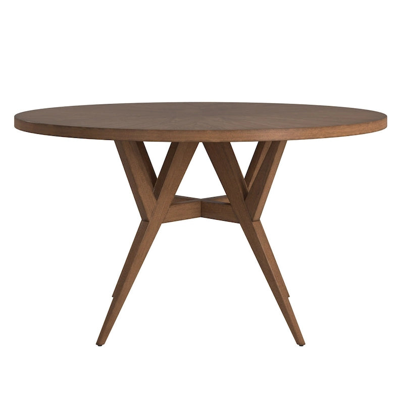 54-Inch Round Mid-Century Dining Table with Walnut-Finish Base