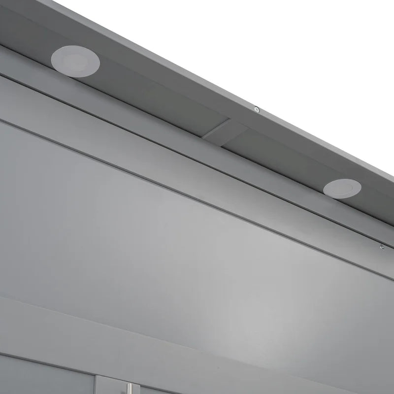 Opklapbaar wandbed met planken, vier laden en ledverlichting