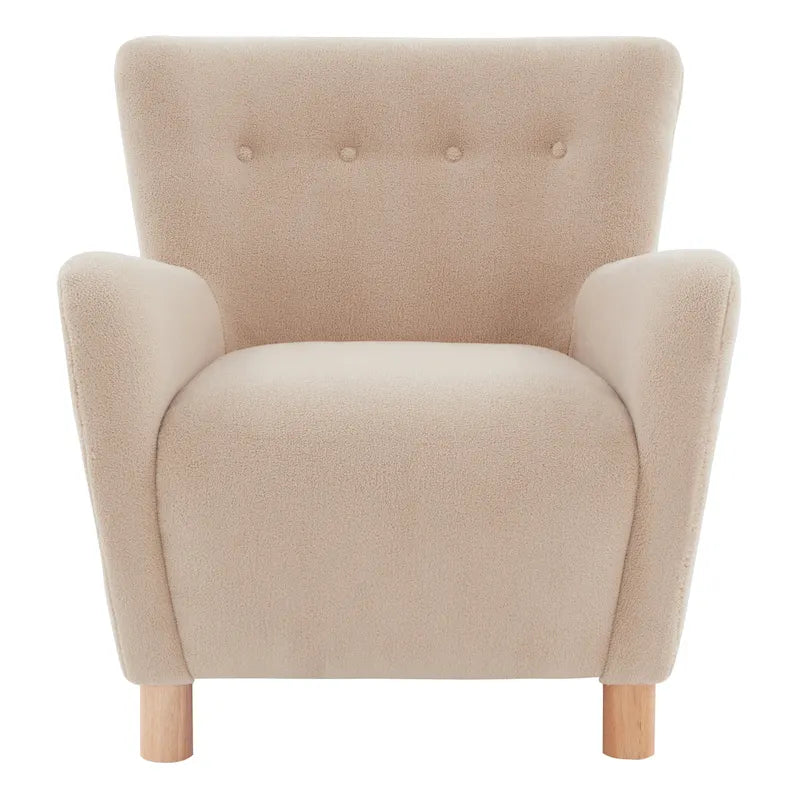 Sillón auxiliar de borreguillo sintético con patas de madera de abedul