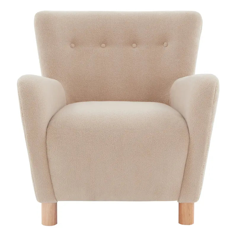 Sillón auxiliar de borreguillo sintético con patas de madera de abedul