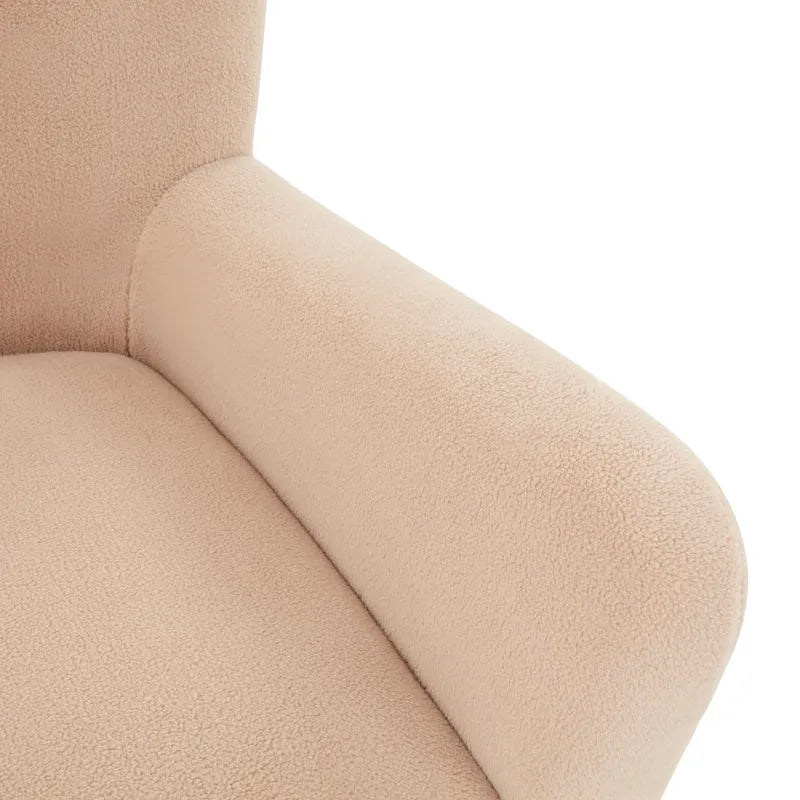 Poltrona d'accento in finta pelle di montone con gambe in legno di betulla