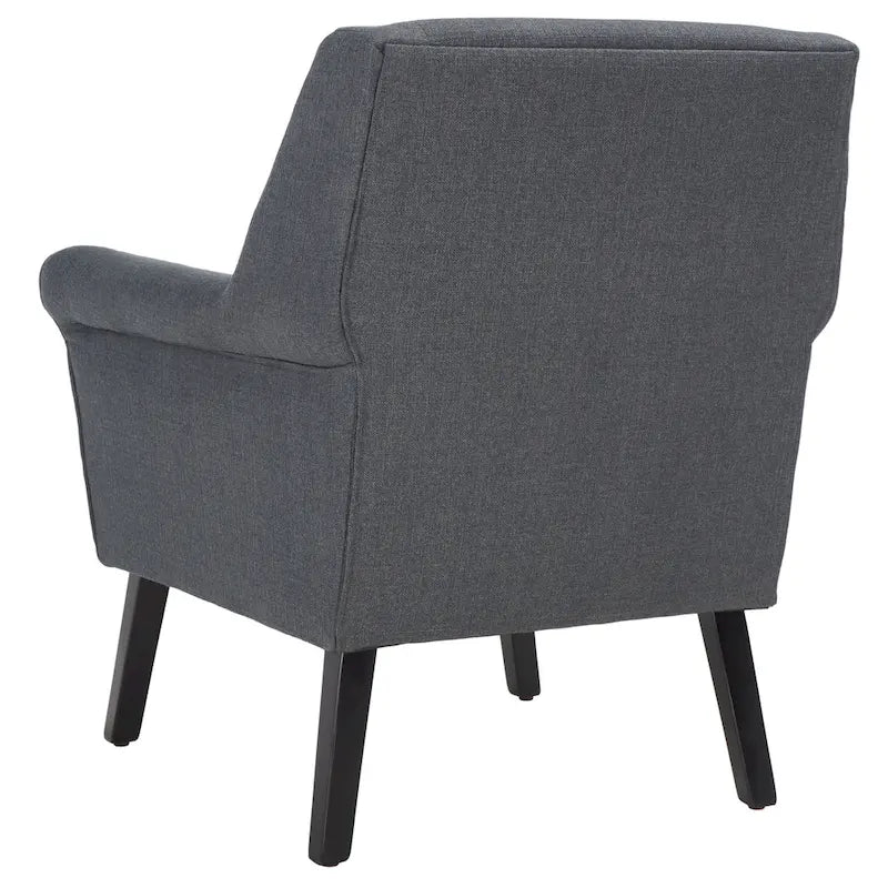 Sillón decorativo tapizado de lino con brazos curvos