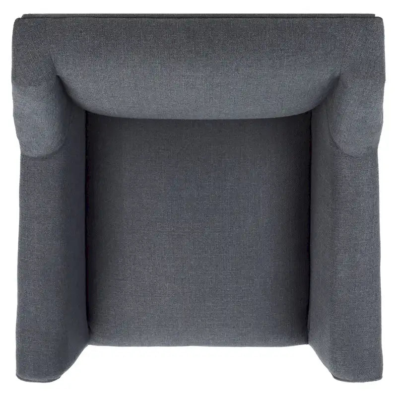Poltrona decorativa imbottita in lino con braccioli curvi