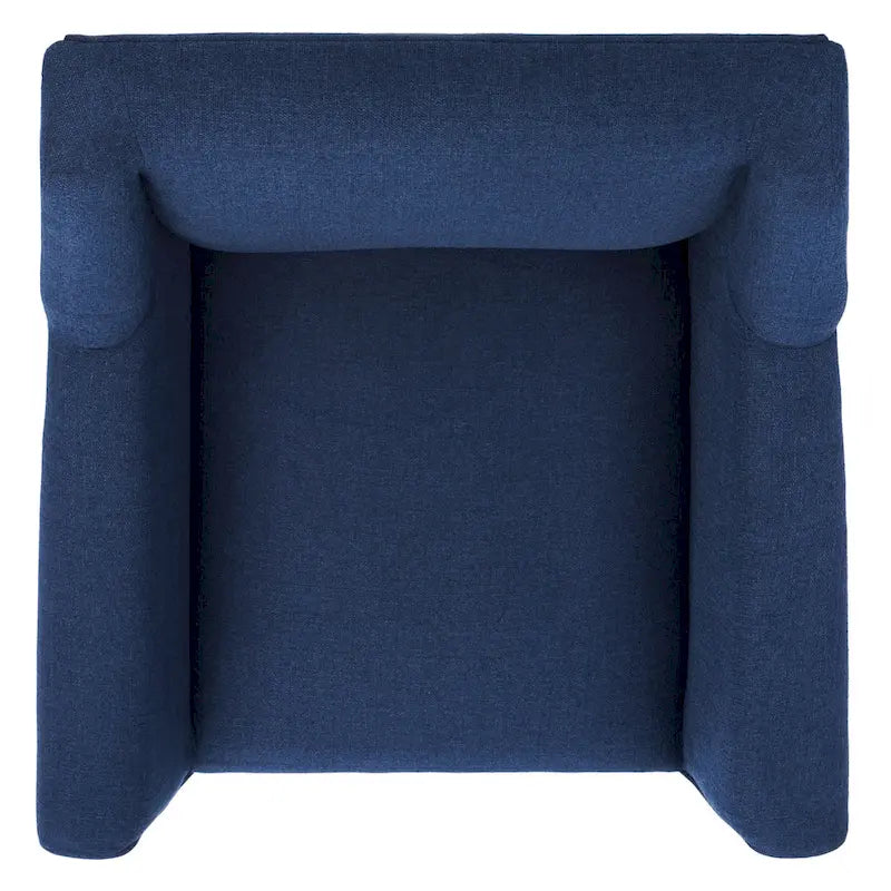 Poltrona decorativa imbottita in lino con braccioli curvi