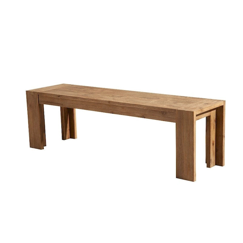 Banco de madera maciza de acacia de 58 pulgadas con patas de soporte, marrón