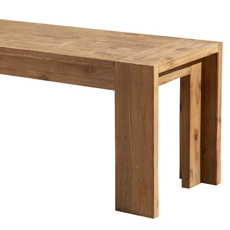 Banco de madera maciza de acacia de 58 pulgadas con patas de soporte, marrón