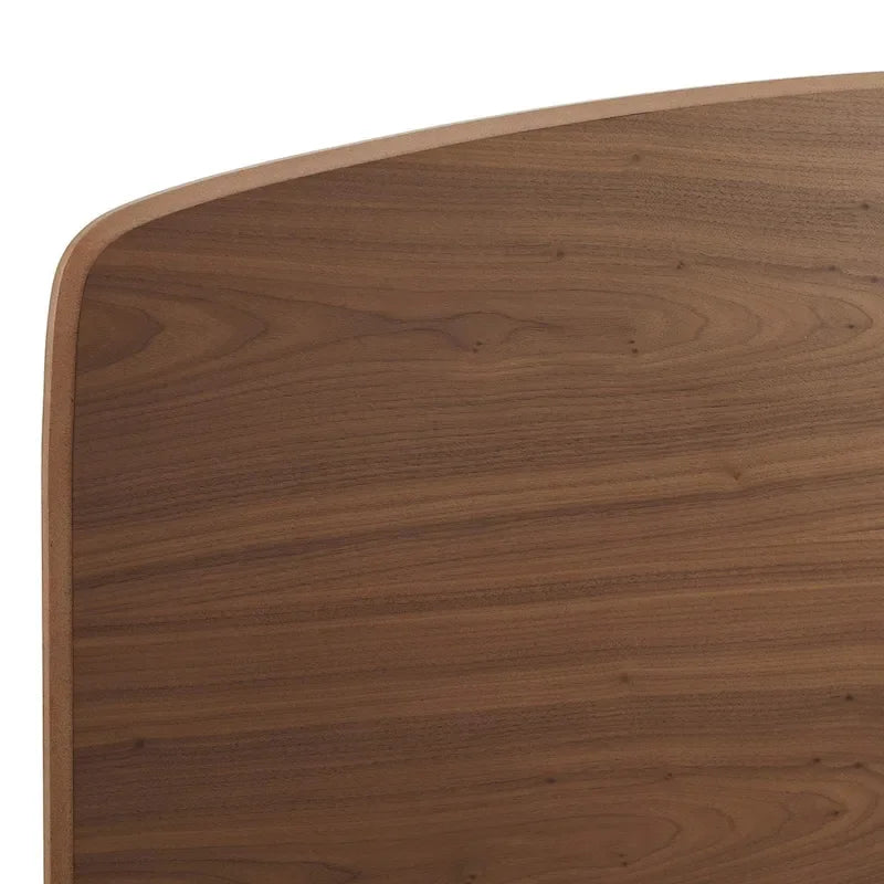 Lit plateforme en bois, taille queen, avec tête de lit cintrée