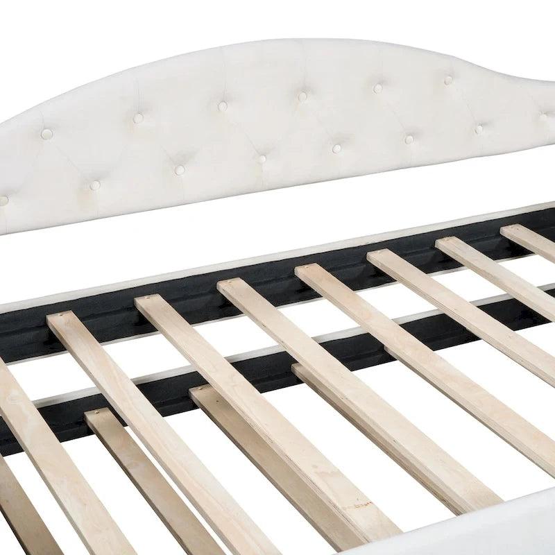 Lit de repos une place capitonné en velours avec lit gigogne et ports USB-C