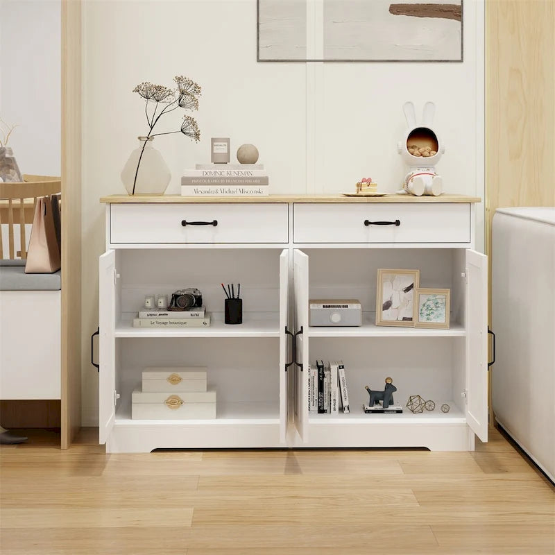 Weißes Sideboard im Landhausstil mit 2 Schubladen und 4 Türen