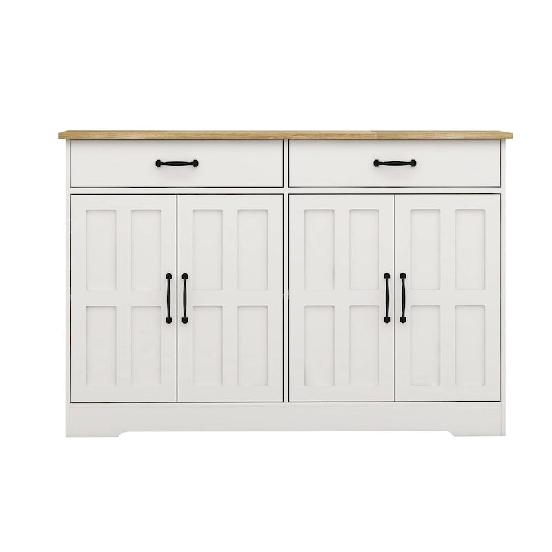 Weißes Sideboard im Landhausstil mit 2 Schubladen und 4 Türen
