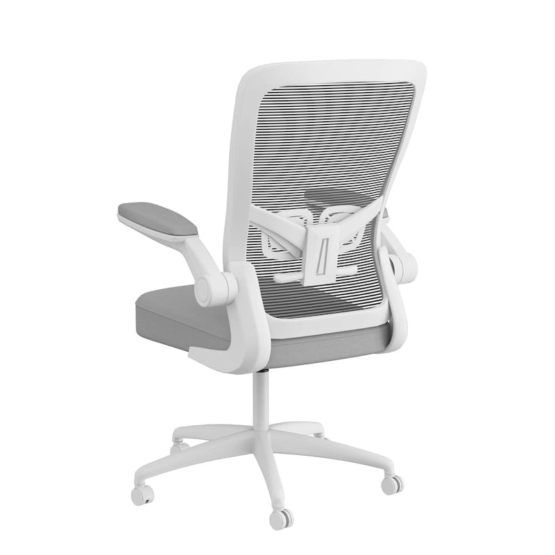 Gray Mesh Task Chair with Flip-Up Arms and Adjustable Height
