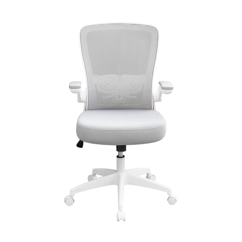 Gray Mesh Task Chair with Flip-Up Arms and Adjustable Height
