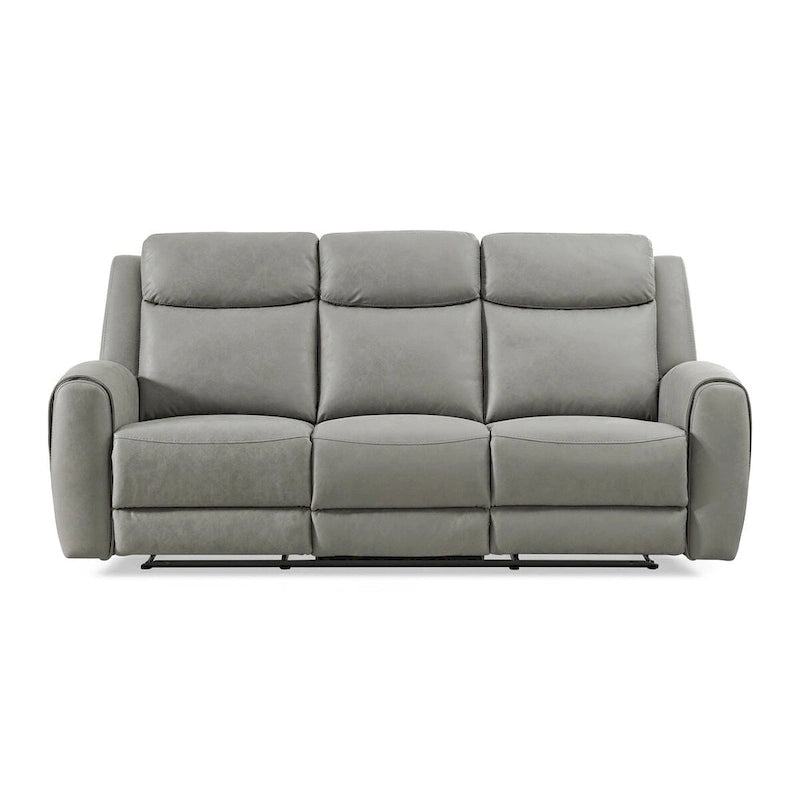 Graues manuell verstellbares Relaxsofa mit gepolsterter Rückenlehne und geraden Armlehnen