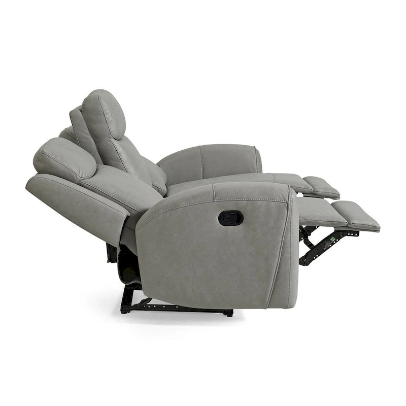 Graues manuell verstellbares Relaxsofa mit gepolsterter Rückenlehne und geraden Armlehnen