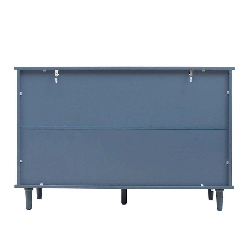 Seven-Drawer Cabinet with Carved Fronts and Black Metal Handles