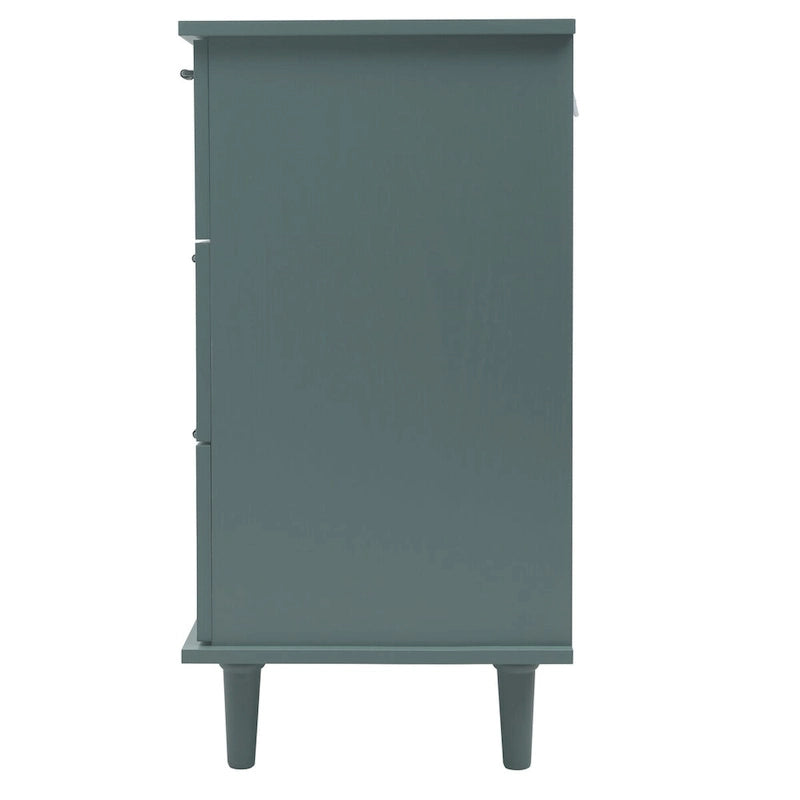 Seven-Drawer Cabinet with Carved Fronts and Black Metal Handles