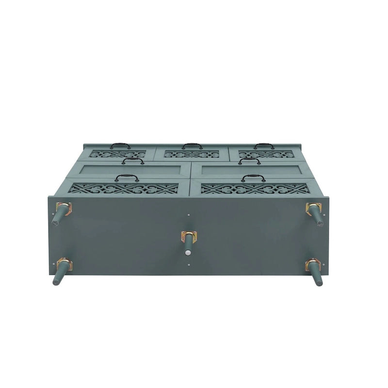 Seven-Drawer Cabinet with Carved Fronts and Black Metal Handles