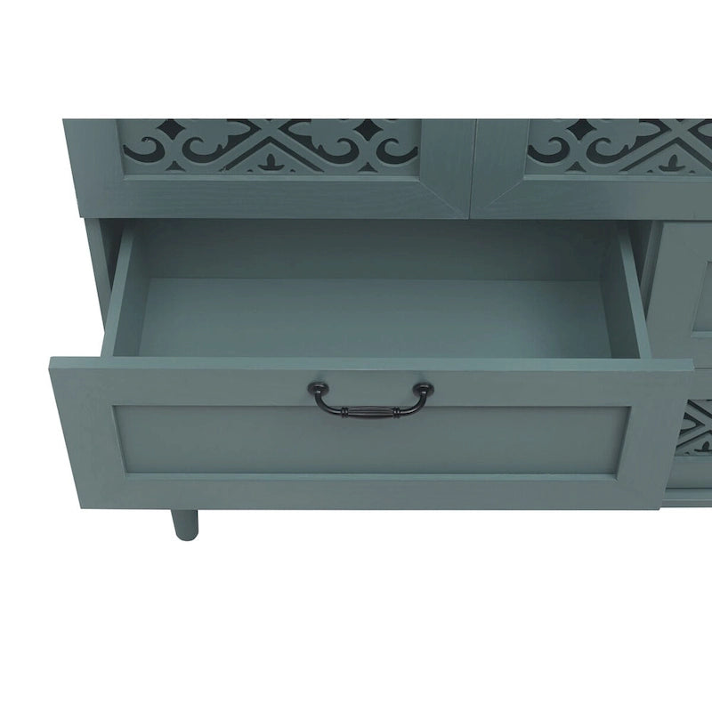 Seven-Drawer Cabinet with Carved Fronts and Black Metal Handles