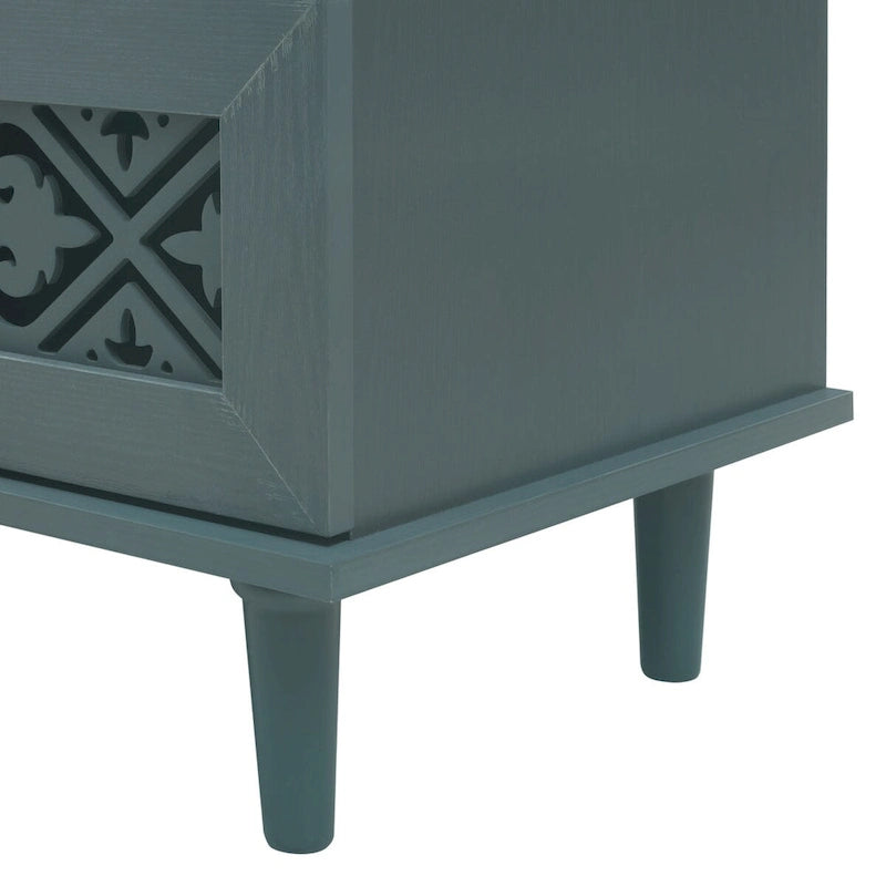 Seven-Drawer Cabinet with Carved Fronts and Black Metal Handles