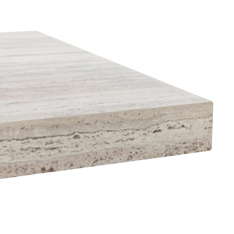 Brown Dining Table with Ridged Base and Block-Style Legs