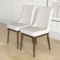 Mid-Century Beige Upholstered Dining Chairs, Set of Two