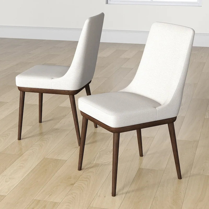 Sillas de comedor tapizadas de color beige de estilo moderno de mediados de siglo, juego de dos