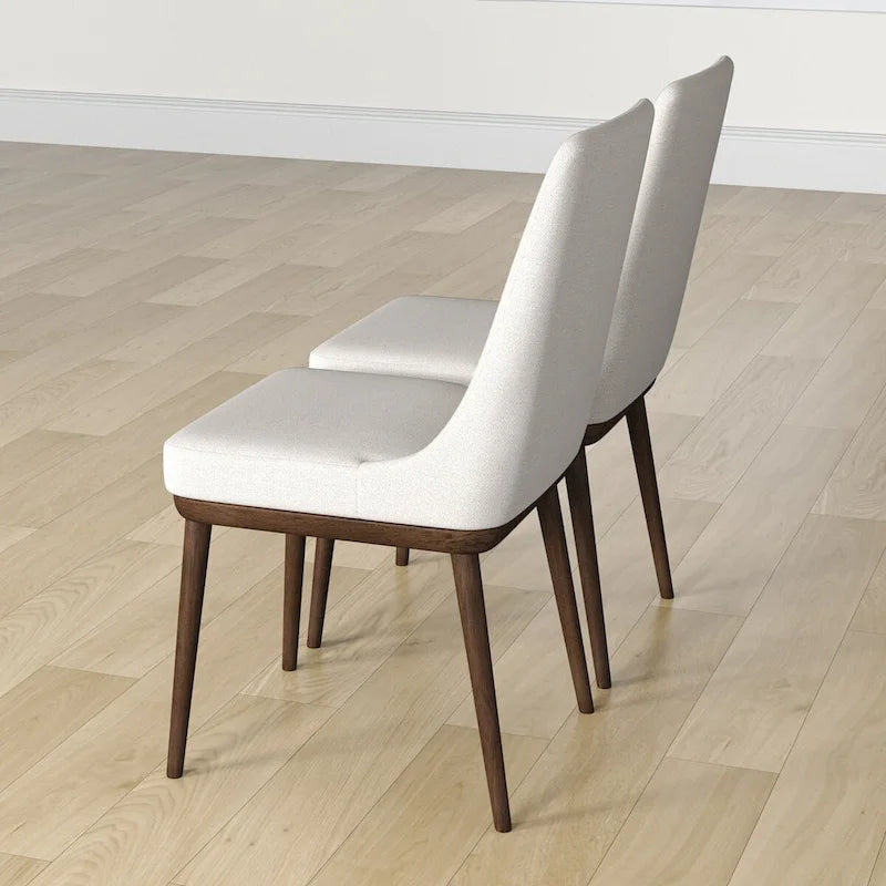Mid-Century Beige Upholstered Dining Chairs, Set of Two