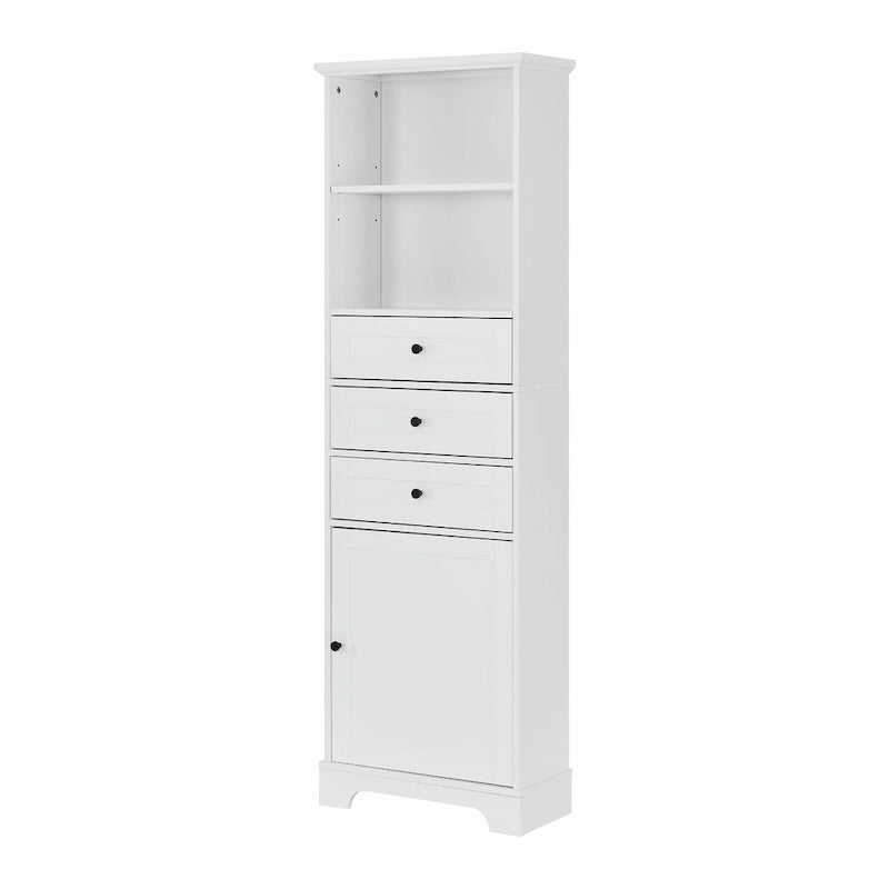 Tall Storage Cabinet with Three Drawers and Adjustable Shelf