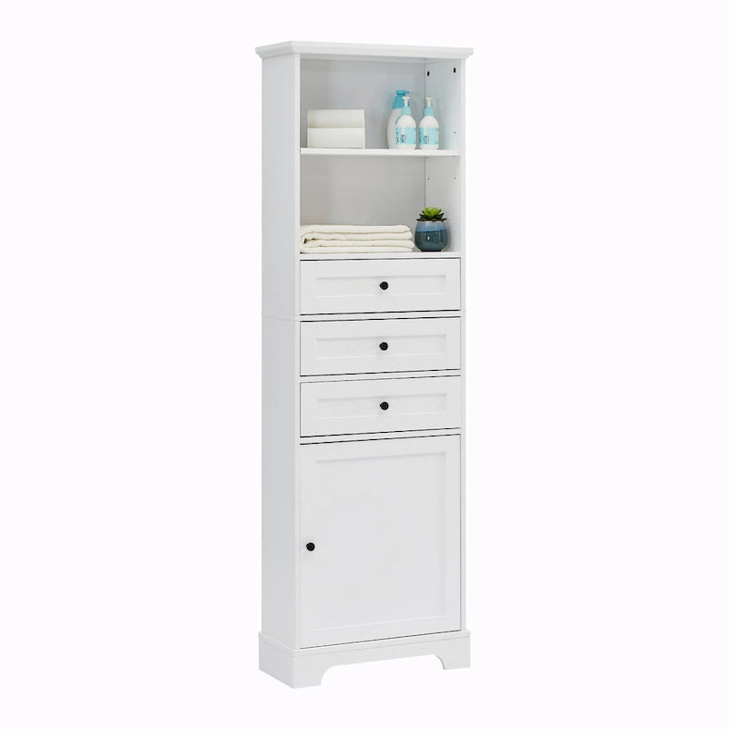 Tall Storage Cabinet with Three Drawers and Adjustable Shelf