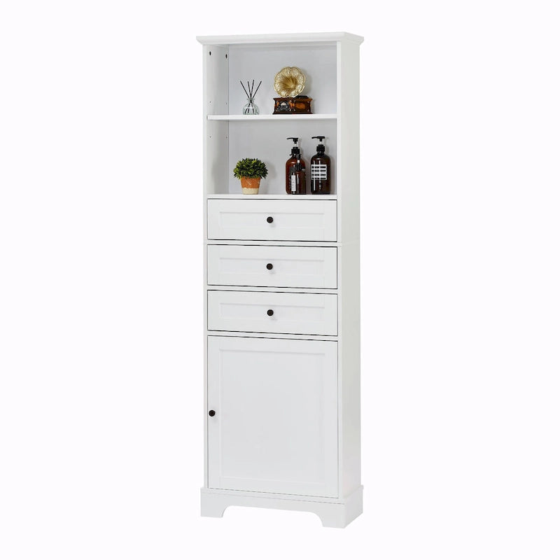 Tall Storage Cabinet with Three Drawers and Adjustable Shelf