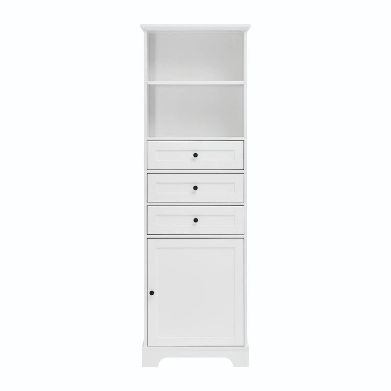 Tall Storage Cabinet with Three Drawers and Adjustable Shelf