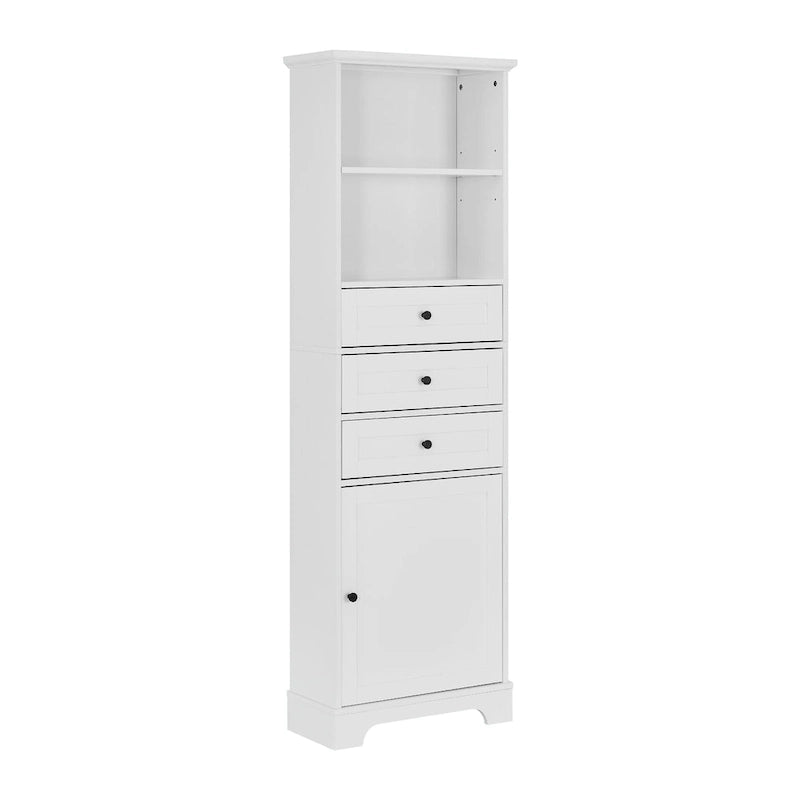 Tall Storage Cabinet with Three Drawers and Adjustable Shelf