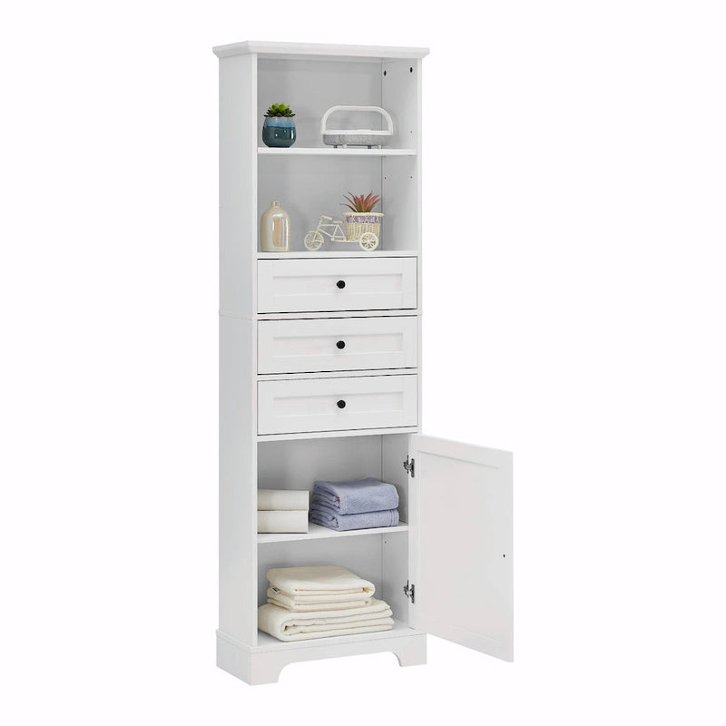 Tall Storage Cabinet with Three Drawers and Adjustable Shelf