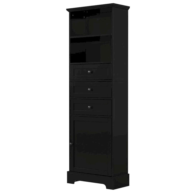Tall Storage Cabinet with Three Drawers and Adjustable Shelf