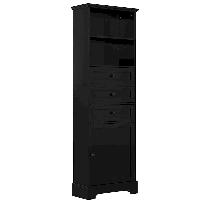 Tall Storage Cabinet with Three Drawers and Adjustable Shelf