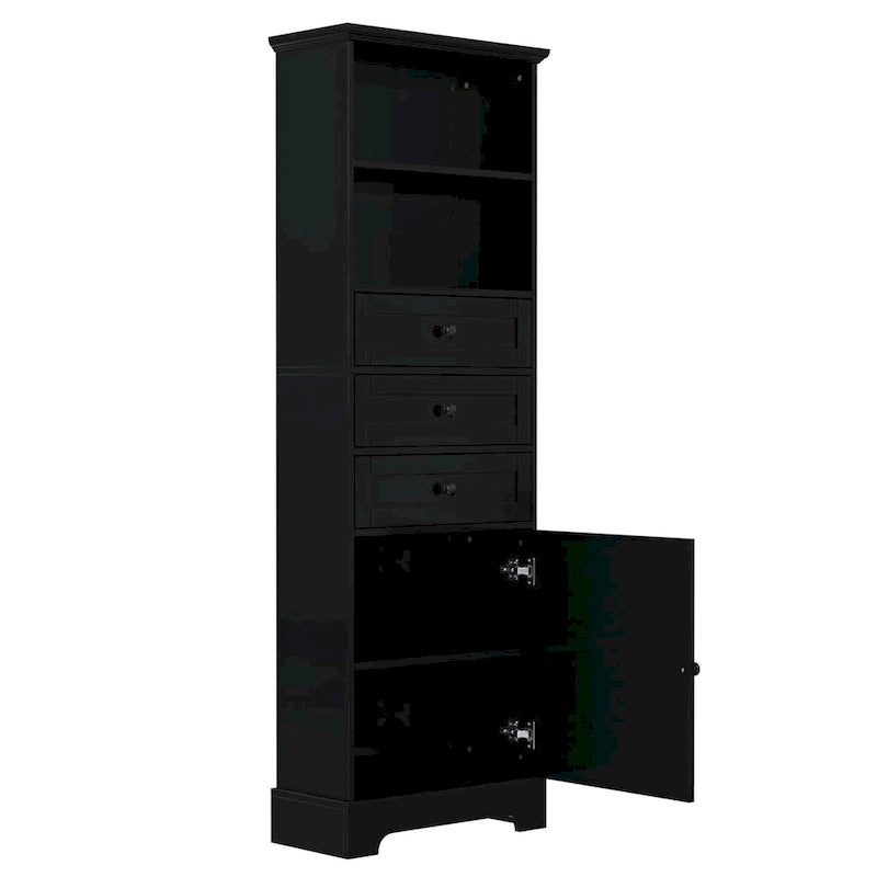 Tall Storage Cabinet with Three Drawers and Adjustable Shelf