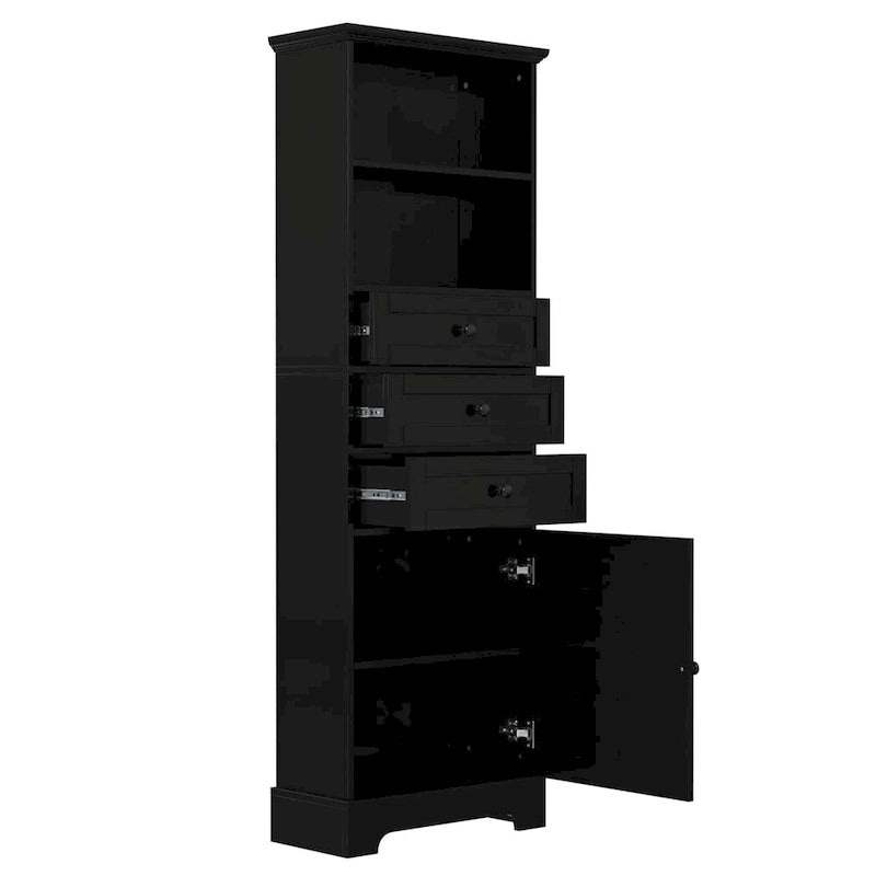 Tall Storage Cabinet with Three Drawers and Adjustable Shelf