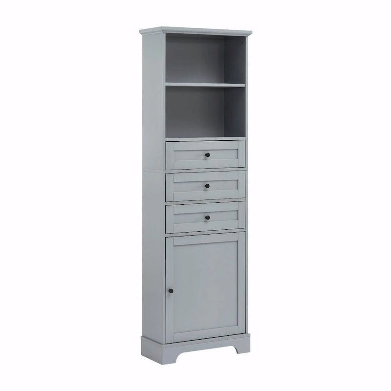 Tall Storage Cabinet with Three Drawers and Adjustable Shelf