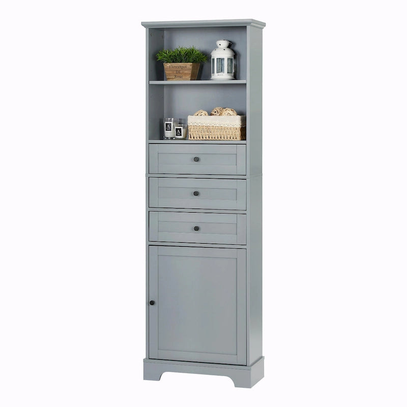 Tall Storage Cabinet with Three Drawers and Adjustable Shelf