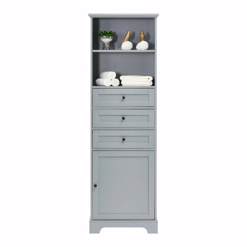 Tall Storage Cabinet with Three Drawers and Adjustable Shelf